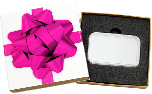 SilverTowne Natural Kraft Paper Gift Box with Hot Pink Bow Box Sleeve